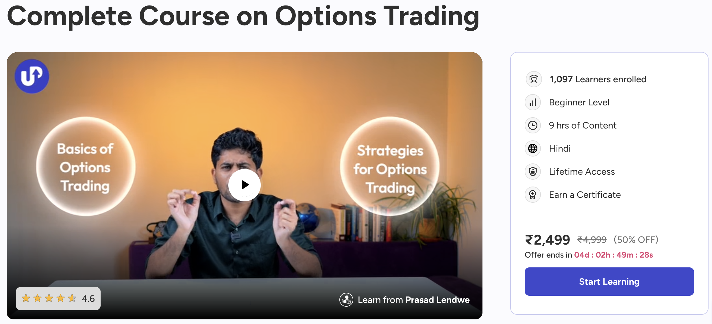 Complete Course on Options Trading by Prasad Lendwe