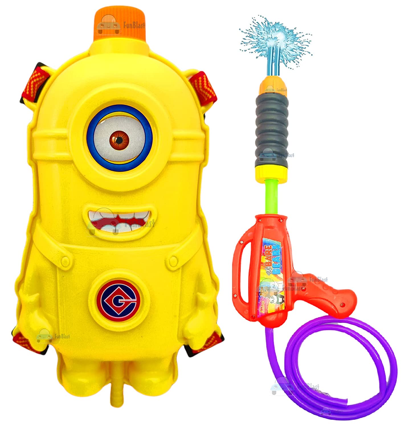 FunBlast Holi Pichkari High Pressure Water Gun Toy for Kids with Tank Water, Pichkari Water Gun, Pichkari for Kids, Holi Gun, Tank Capacity – 1 L Made in India Pichkari Toys, Best Gift