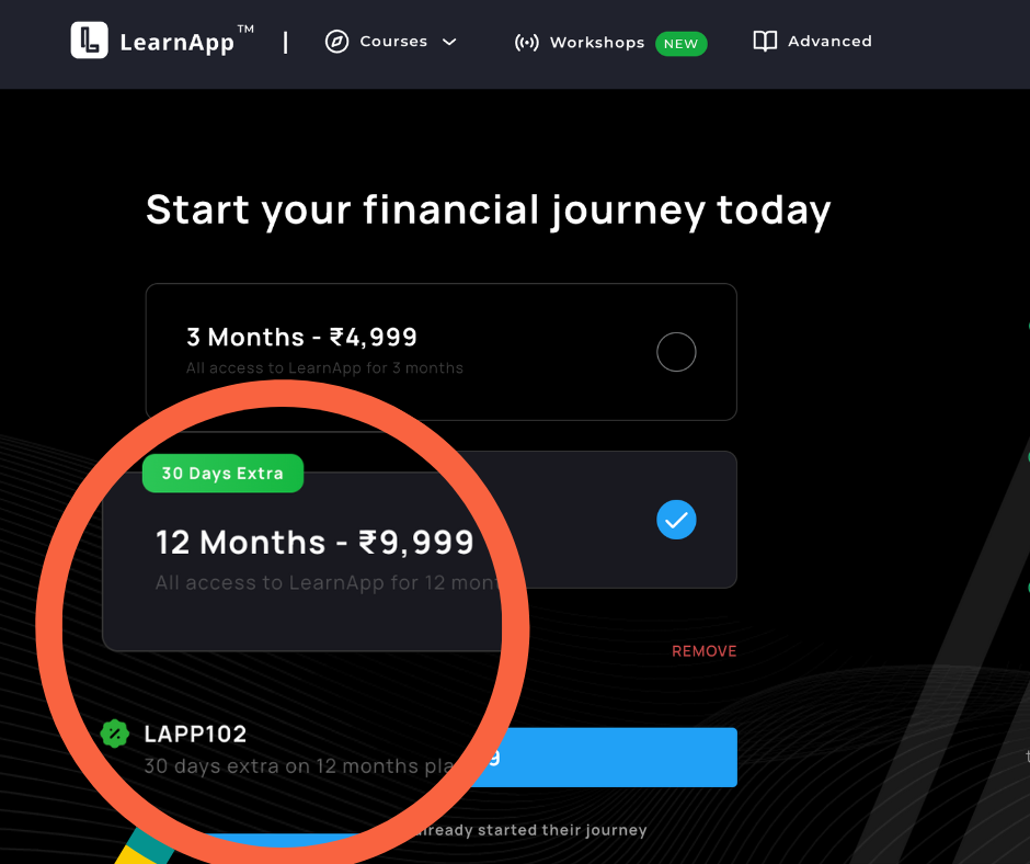 Get 30 days Extra + Flat 8% Cashback on LearnApp Courses