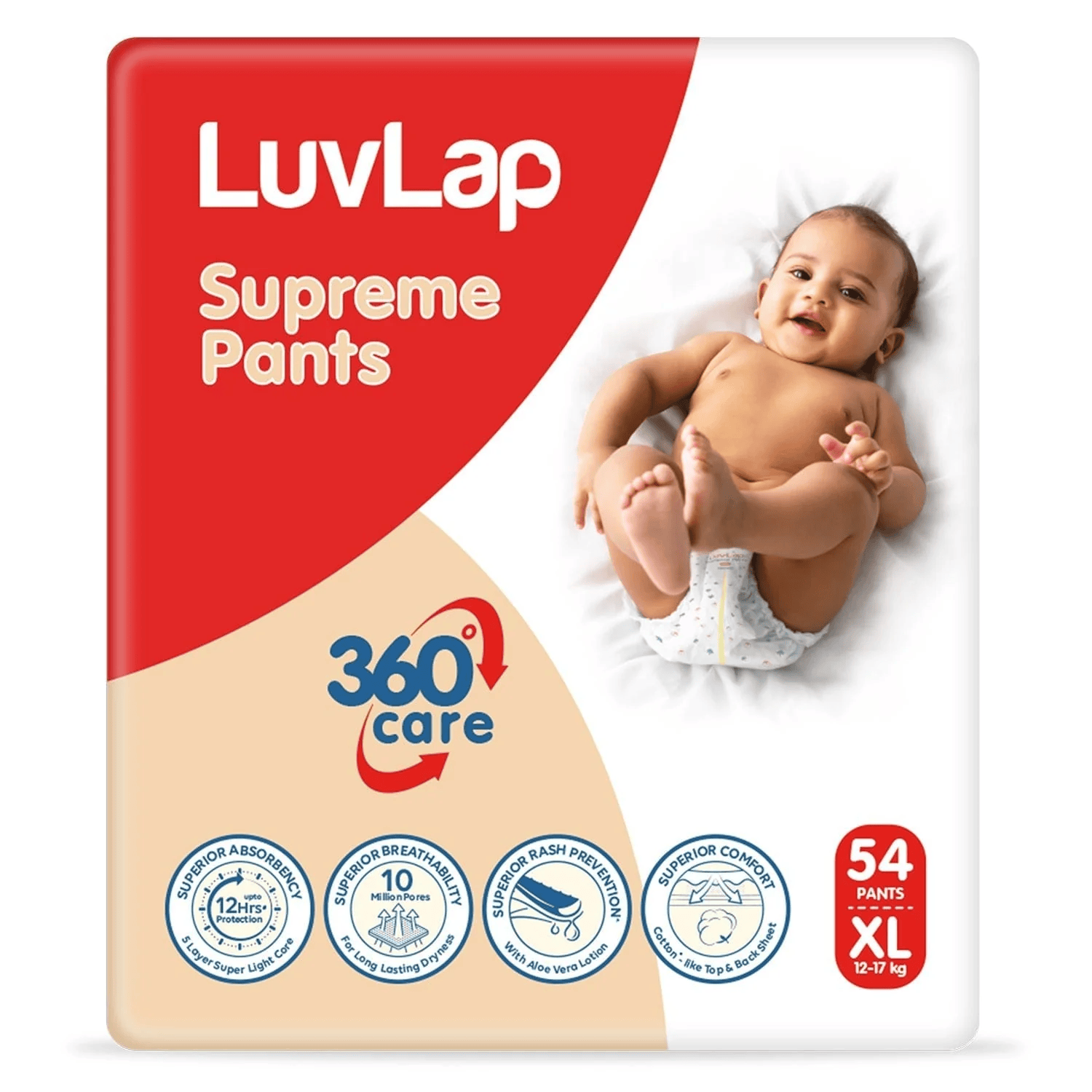 Luvlap Supreme Diaper Pants Extra Large (XL) 12 to 17Kg, 54Pc