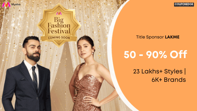 Myntra Big Fashion Festival Sale 50 - 90% Off + Bank Offers + CE Cashback