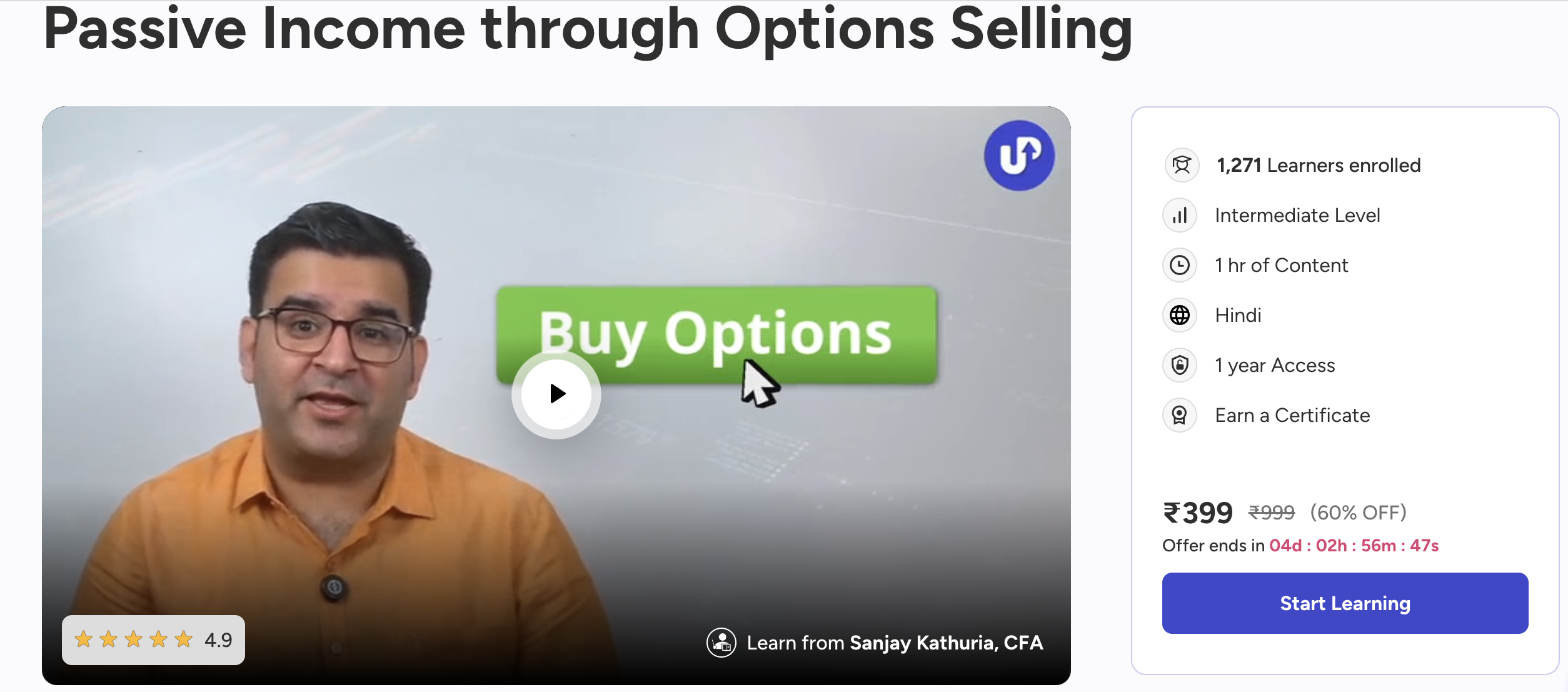 Passive Income through Options Selling by Sanjay Kathuria, CFA