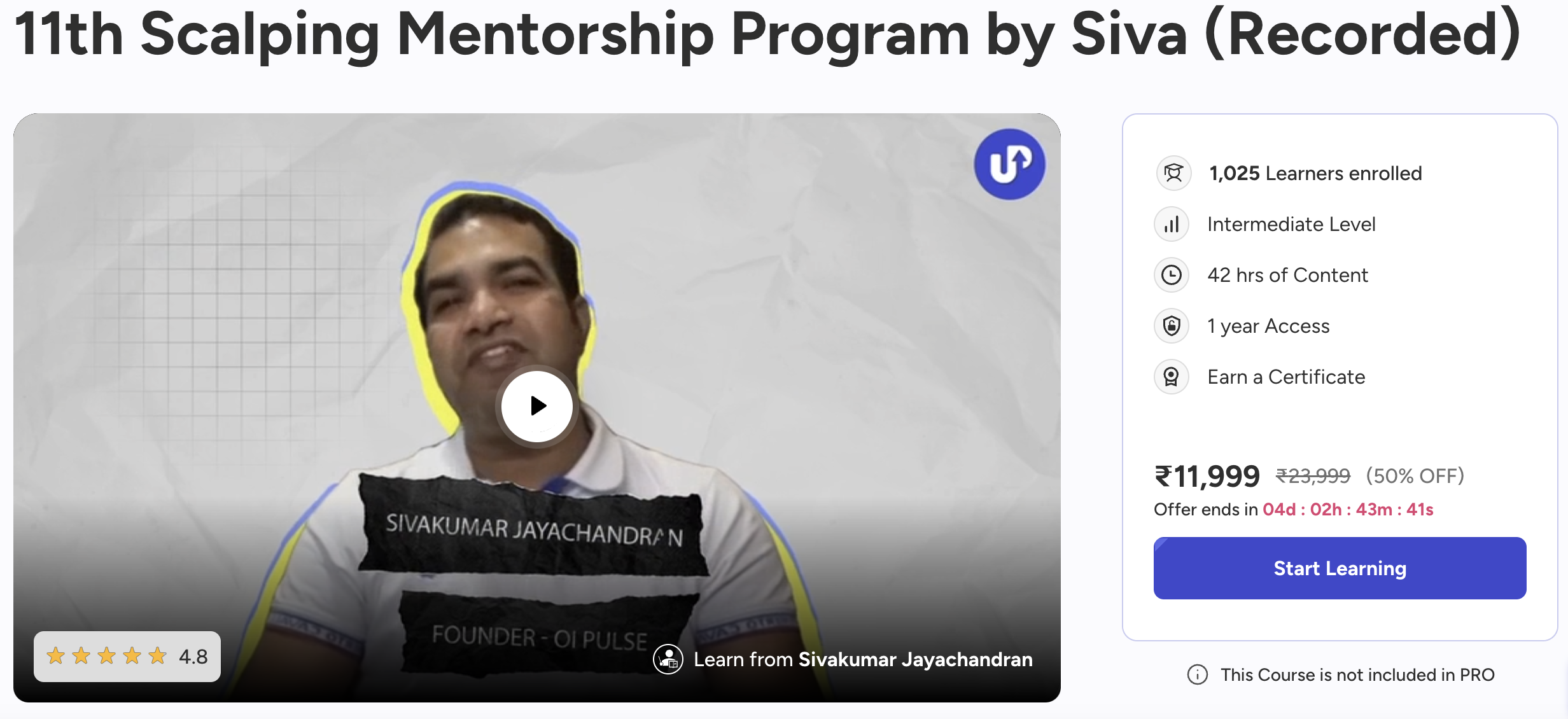 Scalping Mentorship Program by Sivakumar Jayachandran